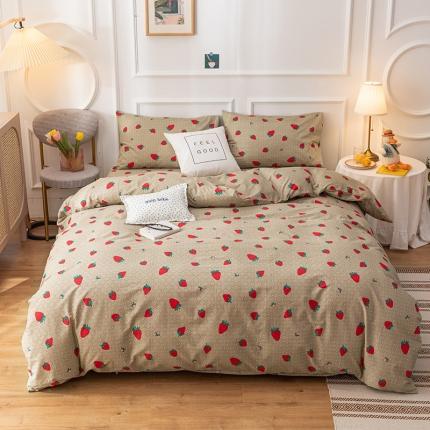 珺柔 2020新花型13070全棉四件套 草莓（棕）