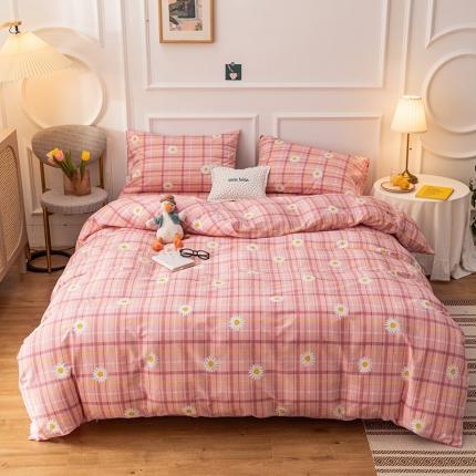 91家纺网 家纺一手货源 找家纺 珺柔 2020新花型13070全棉四件套 格子雏菊