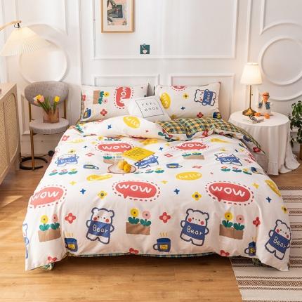 91家纺网 家纺一手货源 找家纺 珺柔 2020新花型13070全棉四件套 小熊