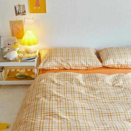 梦家居 2020新款全棉复古格系列四件套 奶油小黄格