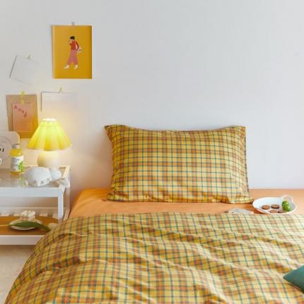 梦家居 2020新款全棉复古格系列四件套 温柔小黄格