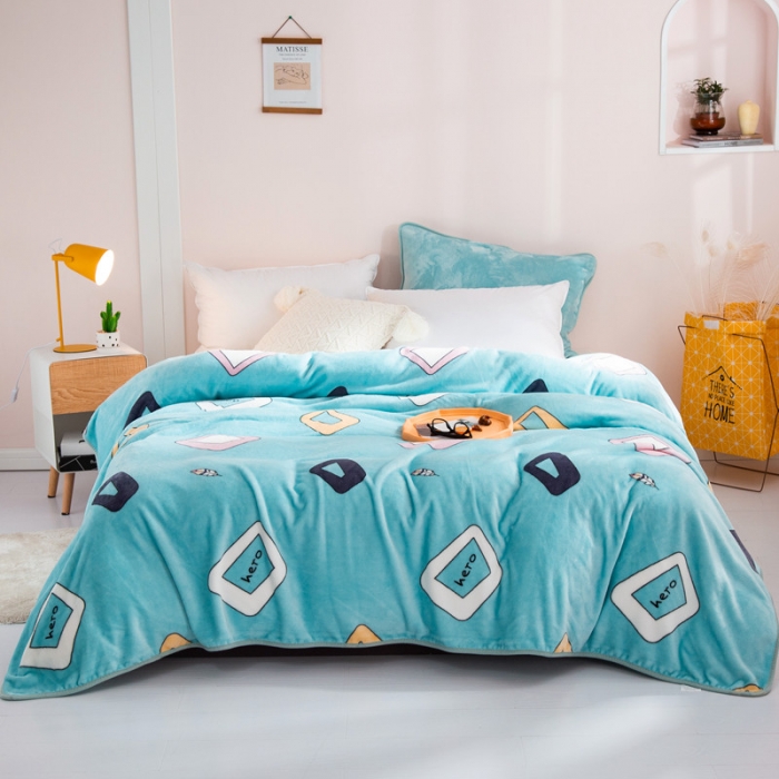 91家纺网 家纺一手货源 找家纺 来菲2025新款印花法兰绒法莱绒毛毯加厚多功能保暖盖毯子幻彩