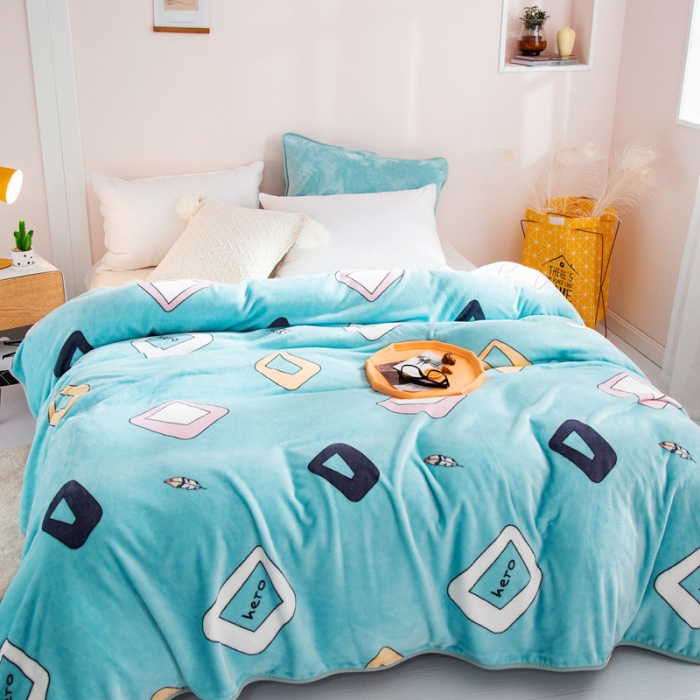 91家纺网 家纺一手货源 找家纺 来菲2025新款印花法兰绒法莱绒毛毯加厚多功能保暖盖毯子幻彩