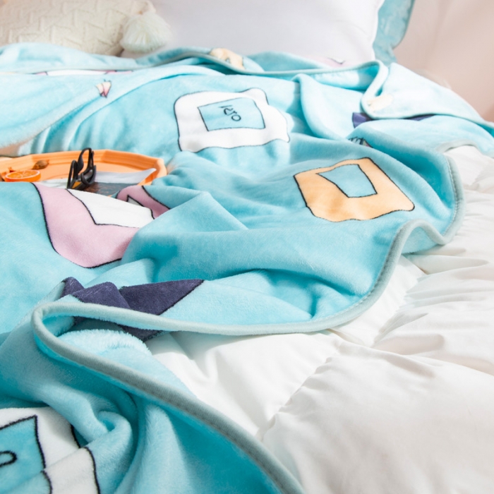 91家纺网 家纺一手货源 找家纺 来菲2025新款印花法兰绒法莱绒毛毯加厚多功能保暖盖毯子幻彩