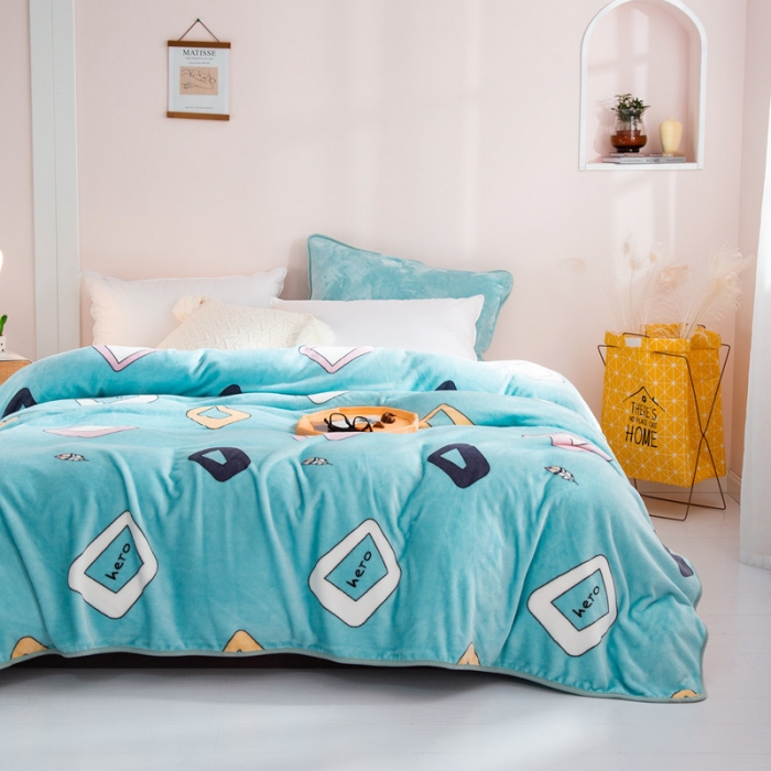 91家纺网 家纺一手货源 找家纺 来菲2025新款印花法兰绒法莱绒毛毯加厚多功能保暖盖毯子幻彩