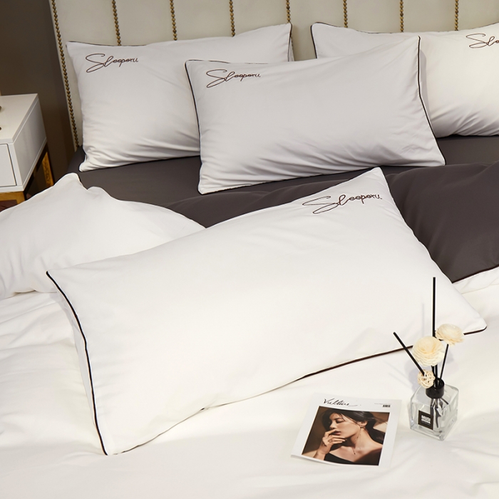 91家纺网 家纺一手货源 找家纺 曼谷 新款轻奢刺绣四件套菲洛斯系列 菲洛斯-白+灰