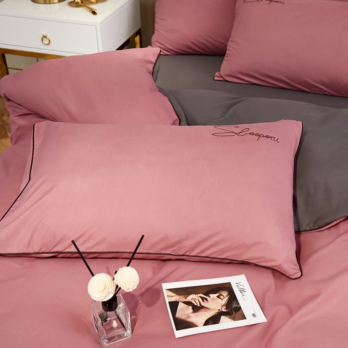 91家纺网 家纺一手货源 找家纺 曼谷 新款轻奢刺绣四件套菲洛斯系列 菲洛斯-豆沙+灰