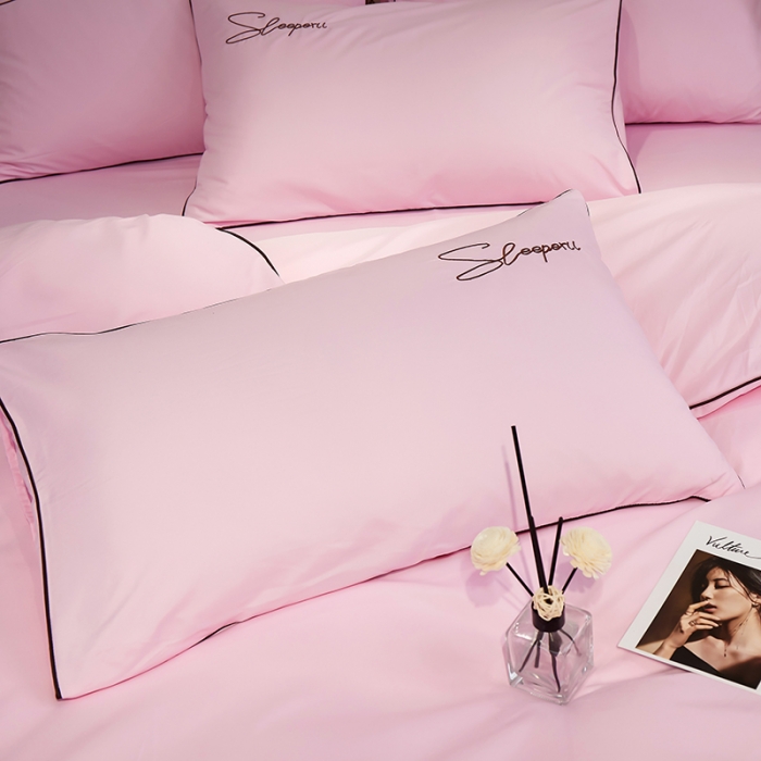 91家纺网 家纺一手货源 找家纺 曼谷 新款轻奢刺绣四件套菲洛斯系列 菲洛斯-粉