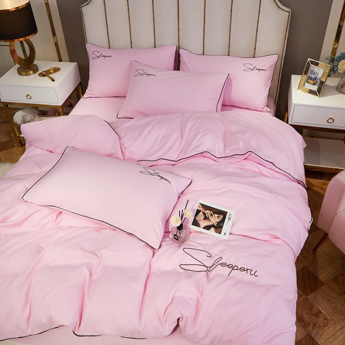 91家纺网 家纺一手货源 找家纺 曼谷 新款轻奢刺绣四件套菲洛斯系列 菲洛斯-粉