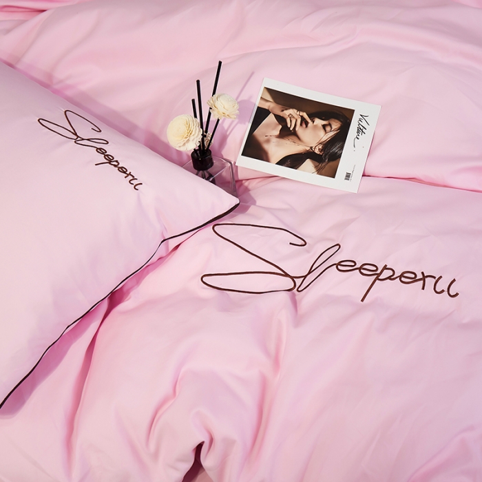 91家纺网 家纺一手货源 找家纺 曼谷 新款轻奢刺绣四件套菲洛斯系列 菲洛斯-粉