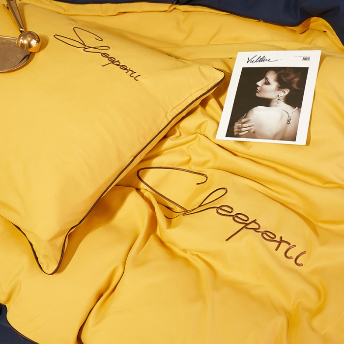 91家纺网 家纺一手货源 找家纺 曼谷 新款轻奢刺绣四件套菲洛斯系列 菲洛斯-黄+藏青