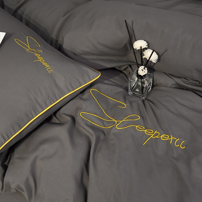 91家纺网 家纺一手货源 找家纺 曼谷 新款轻奢刺绣四件套菲洛斯系列 菲洛斯-灰