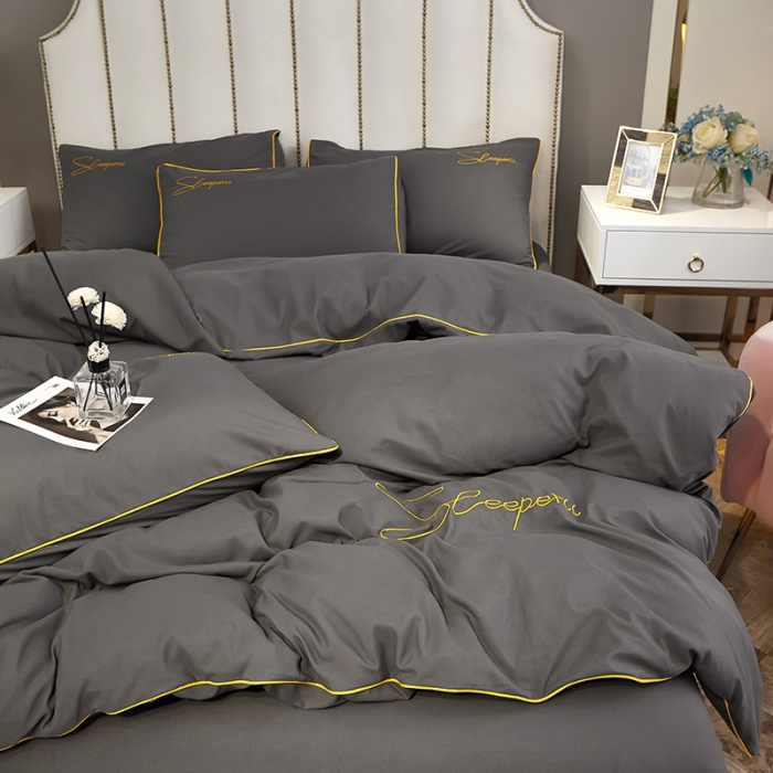 91家纺网 家纺一手货源 找家纺 曼谷 新款轻奢刺绣四件套菲洛斯系列 菲洛斯-灰