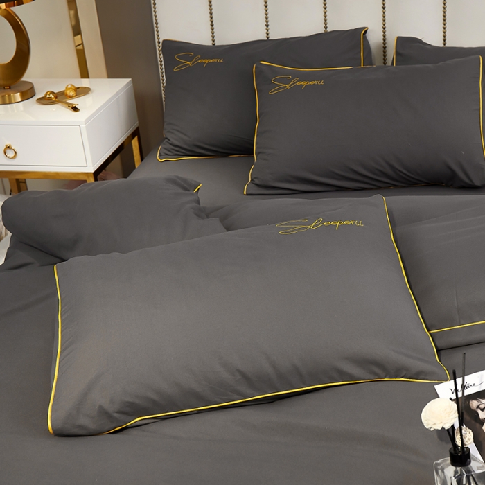 91家纺网 家纺一手货源 找家纺 曼谷 新款轻奢刺绣四件套菲洛斯系列 菲洛斯-灰