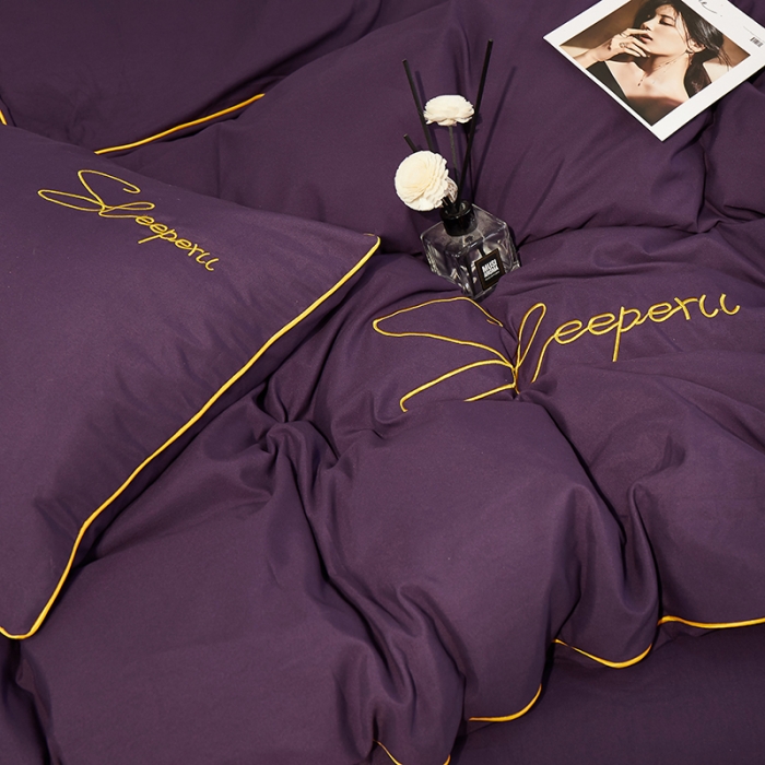 91家纺网 家纺一手货源 找家纺 曼谷 新款轻奢刺绣四件套菲洛斯系列 菲洛斯-深紫