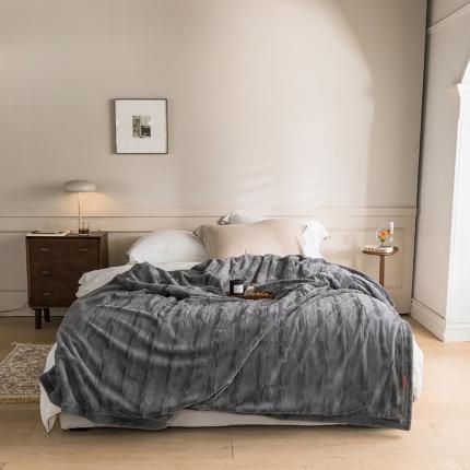 91家纺网 家纺一手货源 找家纺 坦客毯业 2025新款兔兔绒毛毯 爵士灰