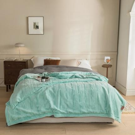 91家纺网 家纺一手货源 找家纺 坦客毯业 2025新款兔兔绒毛毯 抹茶绿