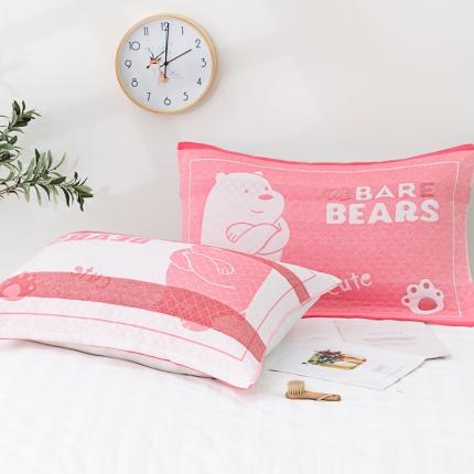 91家纺网 家纺一手货源 找家纺 朴尔2020特惠混纺棉质三层纱布独版AB面枕巾 白熊粉