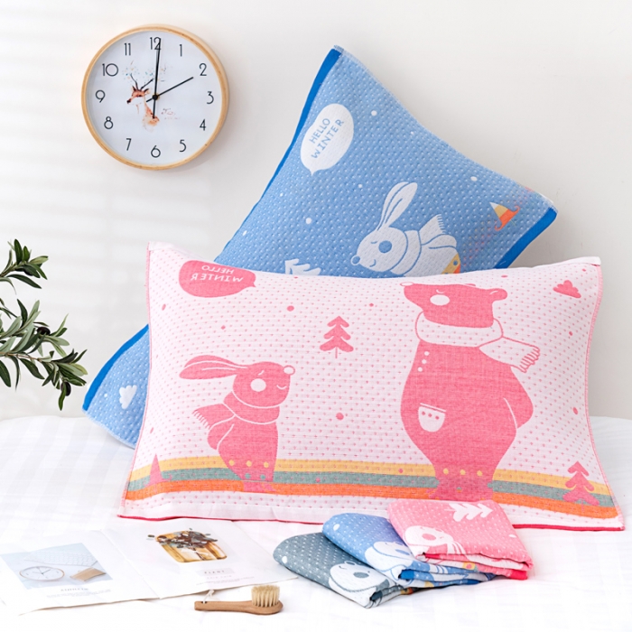 91家纺网 家纺一手货源 找家纺 （总）朴尔2020特惠混纺棉质三层纱布独版AB面枕巾