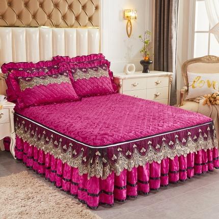 网红馆  2025新款天鹅绒盛世佳人单品蕾丝床裙 玫红