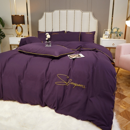 曼谷 新款轻奢刺绣四件套菲洛斯系列 菲洛斯-深紫