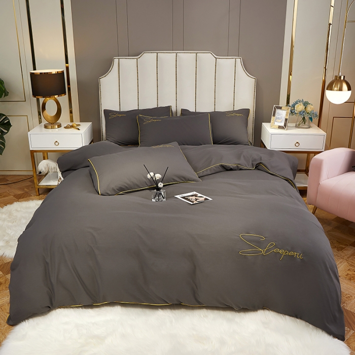 91家纺网 家纺一手货源 找家纺 曼谷 新款轻奢刺绣四件套菲洛斯系列 菲洛斯-灰