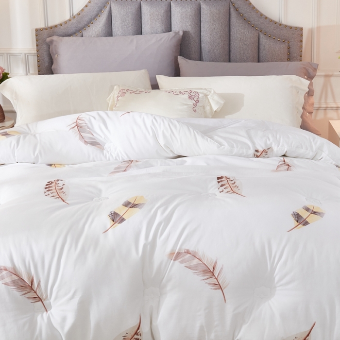 91家纺网 家纺一手货源 找家纺 啊雅家居 2025新款全棉贡缎印花羽丝绒被 羽毛