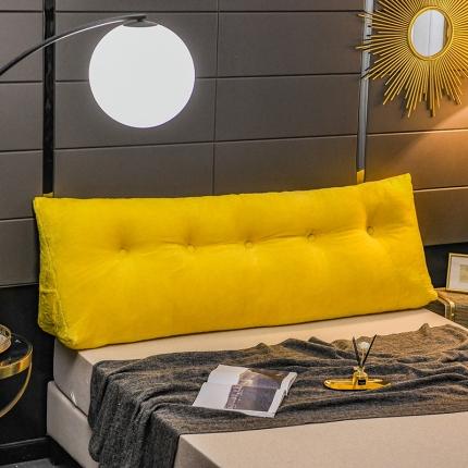 91家纺网 家纺一手货源 找家纺 一兰冰雪绒长毛绒三角靠垫双人床头靠垫榻榻米大靠枕靠背 黄