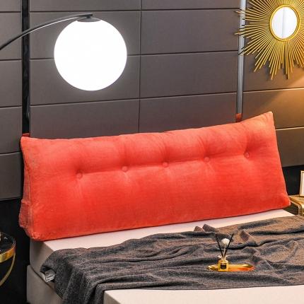 91家纺网 家纺一手货源 找家纺 一兰冰雪绒长毛绒三角靠垫双人床头靠垫榻榻米大靠枕靠背 橘红色