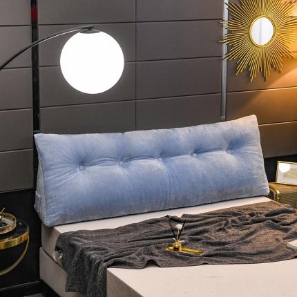 91家纺网 家纺一手货源 找家纺 一兰冰雪绒长毛绒三角靠垫双人床头靠垫榻榻米大靠枕靠背 天蓝