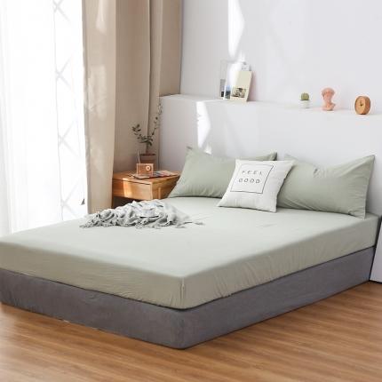 91家纺网 家纺一手货源 找家纺 久典家居 2020新款水洗棉单品床笠 草绿