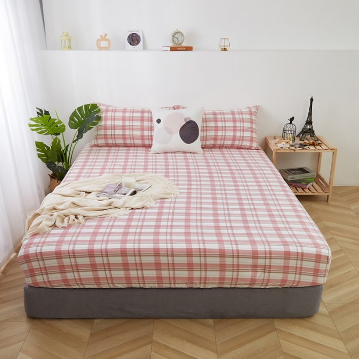 91家纺网 家纺一手货源 找家纺 久典家居 2020新款水洗棉单品床笠 草莓格