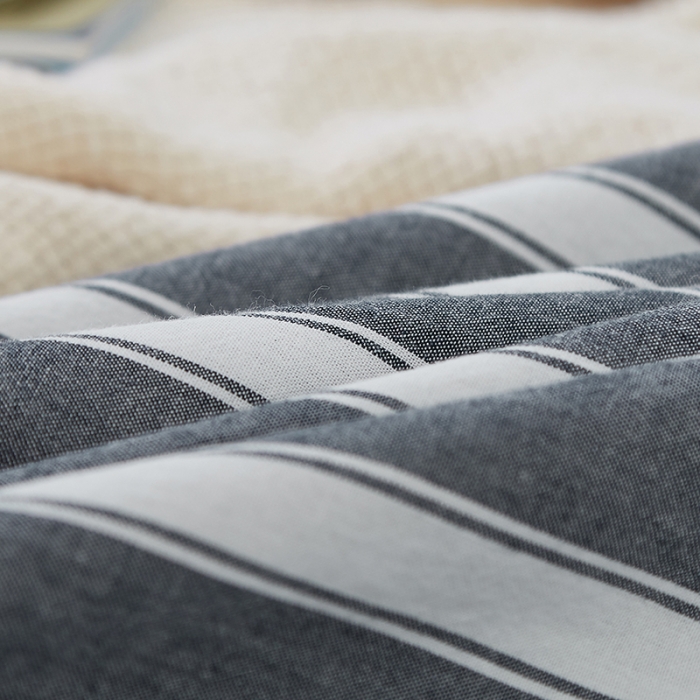 91家纺网 家纺一手货源 找家纺 久典家居 2020新款水洗棉单品床笠 灰粗条