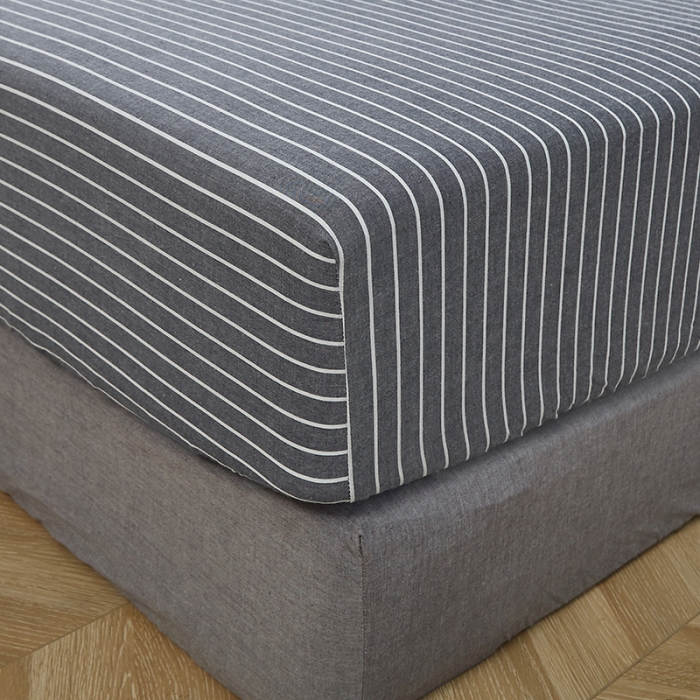 91家纺网 家纺一手货源 找家纺 久典家居 2020新款水洗棉单品床笠 灰细条