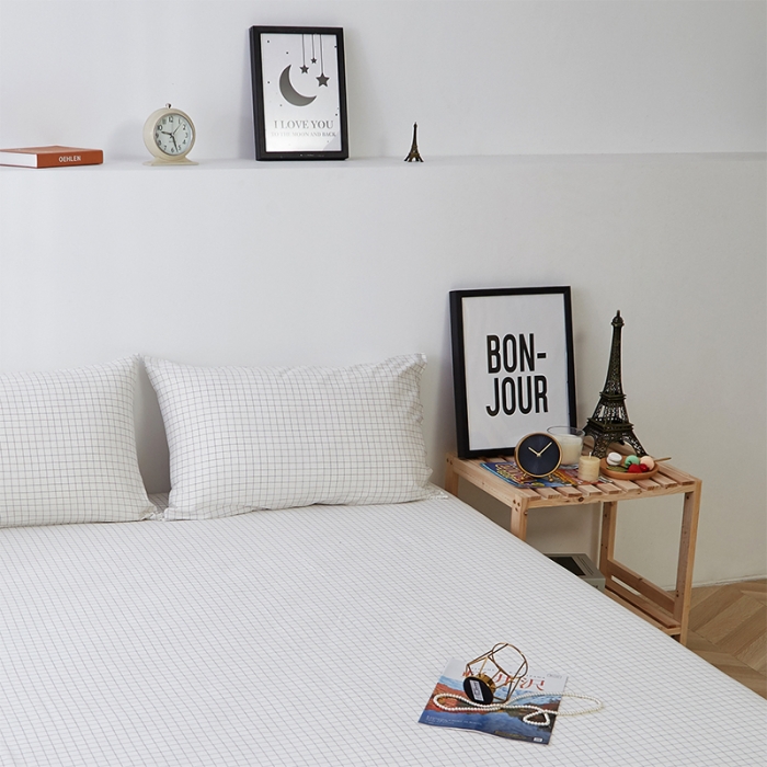 91家纺网 家纺一手货源 找家纺 久典家居 2020新款水洗棉单品床笠 京都小白格