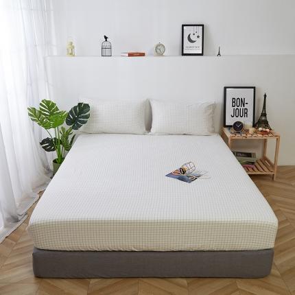 久典家居 2020新款水洗棉单品床笠 京都小白格