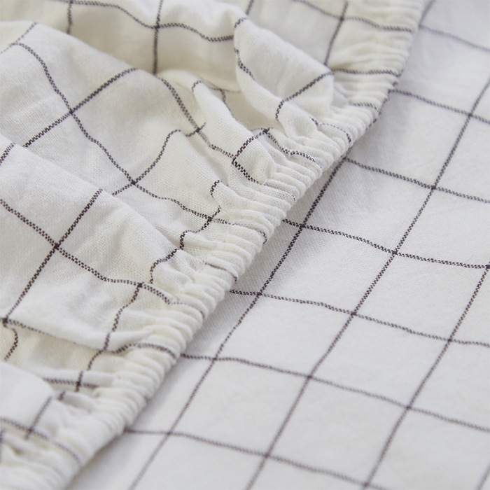 91家纺网 家纺一手货源 找家纺 久典家居 2020新款水洗棉单品床笠 京都小白格