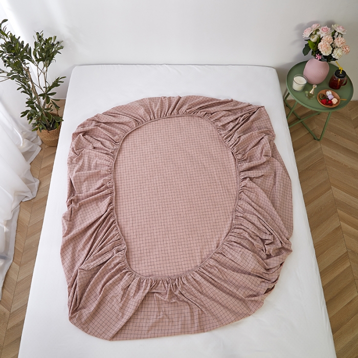 91家纺网 家纺一手货源 找家纺 久典家居 2020新款水洗棉单品床笠 京都小粉格