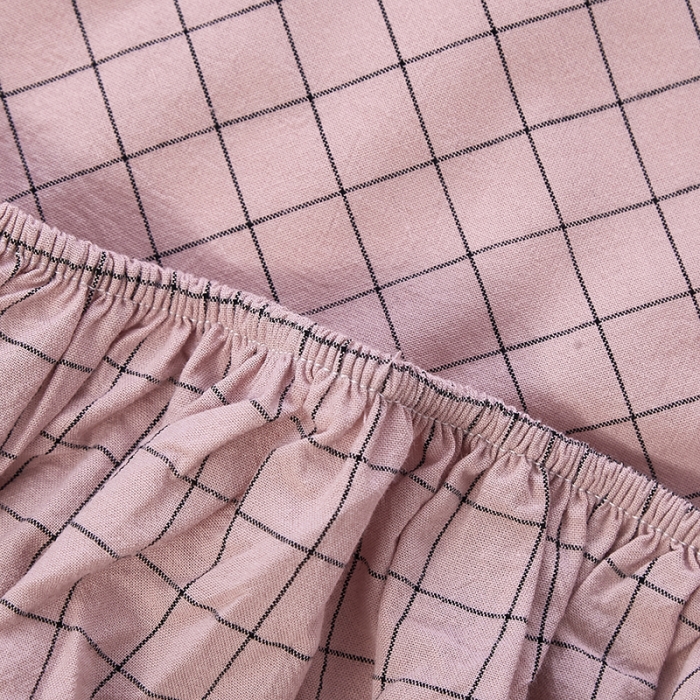 91家纺网 家纺一手货源 找家纺 久典家居 2020新款水洗棉单品床笠 京都小粉格