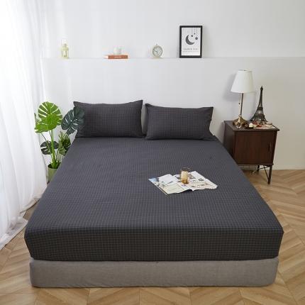 久典家居 2020新款水洗棉单品床笠 京都小灰格