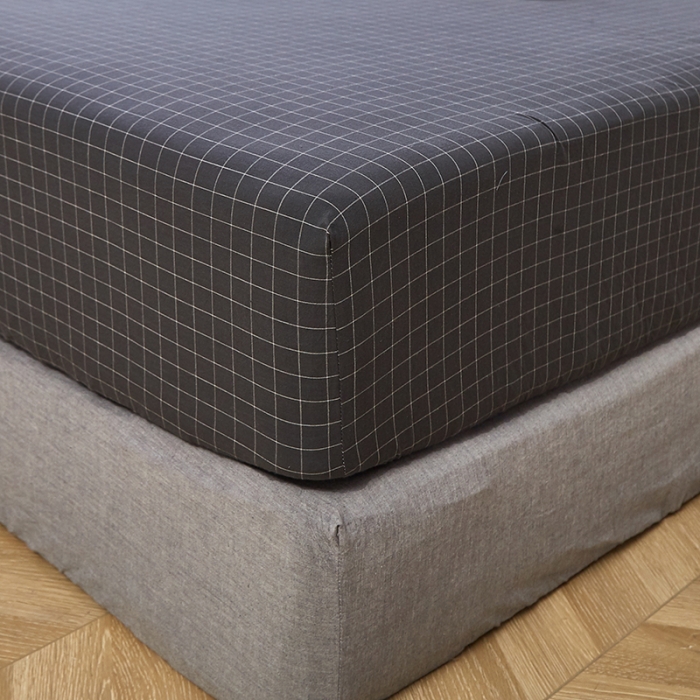 91家纺网 家纺一手货源 找家纺 久典家居 2020新款水洗棉单品床笠 京都小灰格