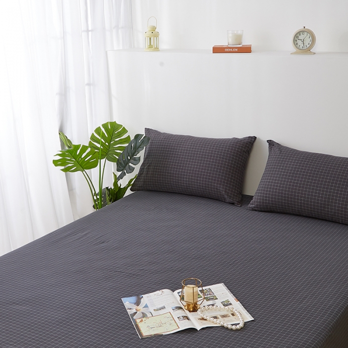 91家纺网 家纺一手货源 找家纺 久典家居 2020新款水洗棉单品床笠 京都小灰格