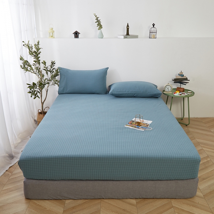 91家纺网 家纺一手货源 找家纺 久典家居 2020新款水洗棉单品床笠 京都小兰格