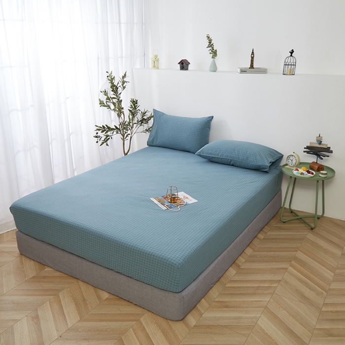 91家纺网 家纺一手货源 找家纺 久典家居 2020新款水洗棉单品床笠 京都小兰格