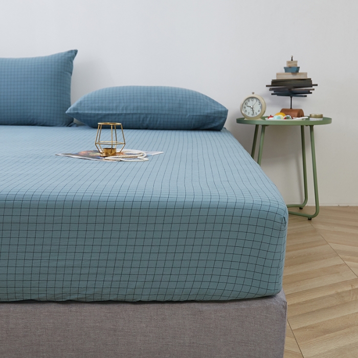 91家纺网 家纺一手货源 找家纺 久典家居 2020新款水洗棉单品床笠 京都小兰格