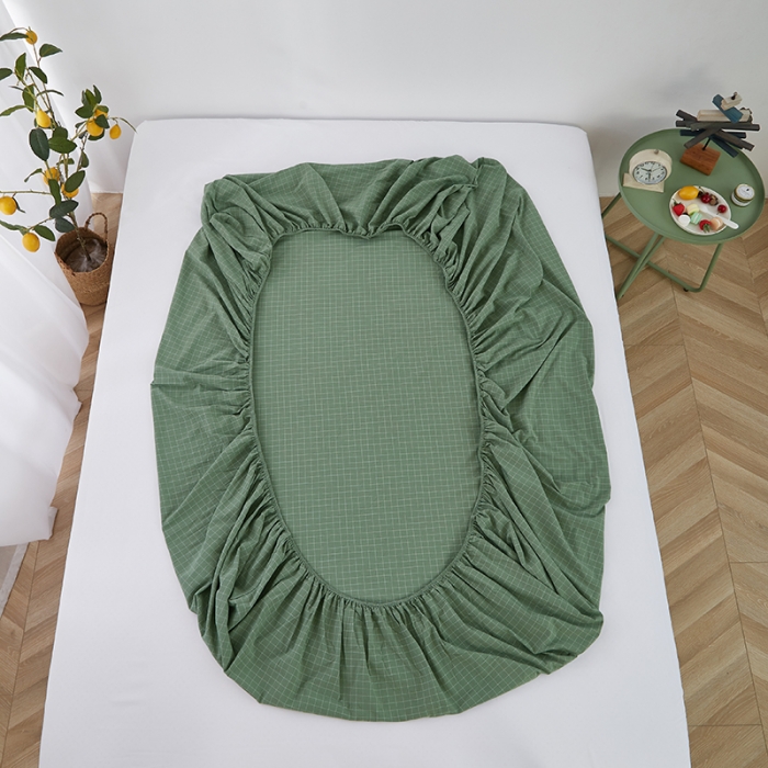 91家纺网 家纺一手货源 找家纺 久典家居 2020新款水洗棉单品床笠 京都小绿格