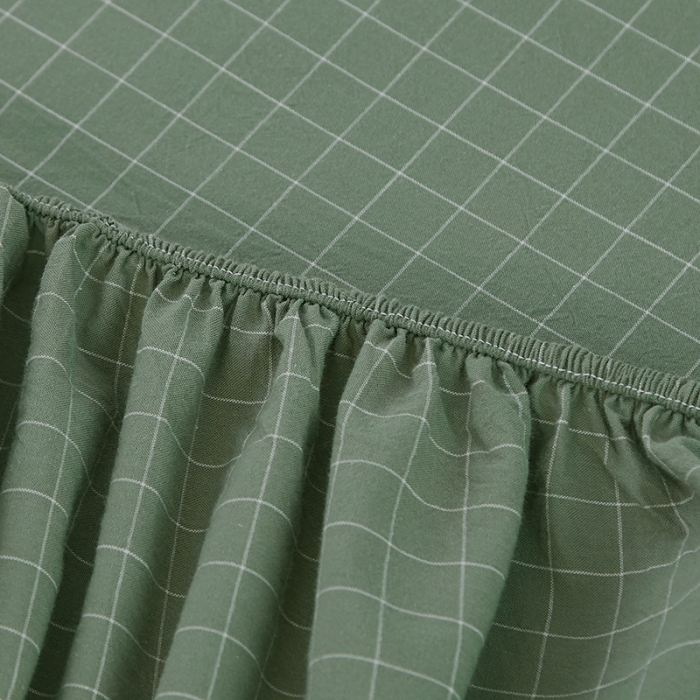 91家纺网 家纺一手货源 找家纺 久典家居 2020新款水洗棉单品床笠 京都小绿格