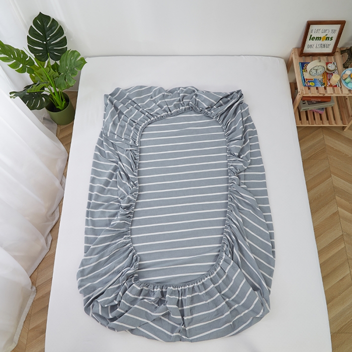 91家纺网 家纺一手货源 找家纺 久典家居 2020新款水洗棉单品床笠 兰白条