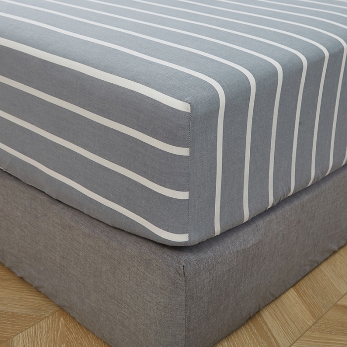 91家纺网 家纺一手货源 找家纺 久典家居 2020新款水洗棉单品床笠 兰白条