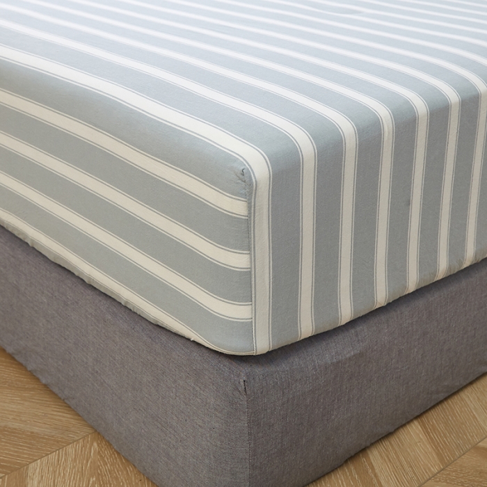 91家纺网 家纺一手货源 找家纺 久典家居 2020新款水洗棉单品床笠 蓝粗条